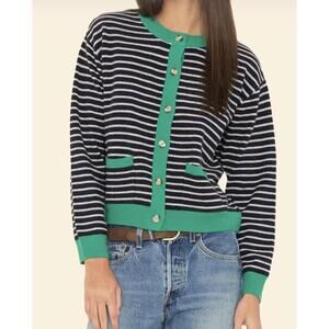 NEW XIRENA lillian cardigan sweater in navy stripe